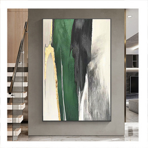 YUCHONG Customized 100% Hand Painted Abstract Oil Painting On Canvas Green Black Color Oil Painting Handmade Art Picture