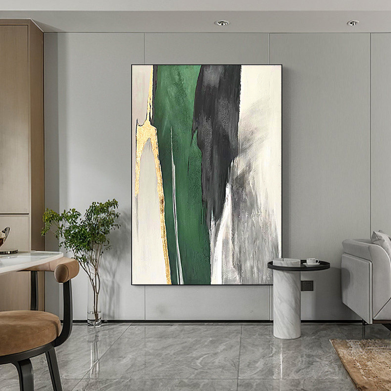 YUCHONG Customized 100% Hand Painted Abstract Oil Painting On Canvas Green Black Color Oil Painting Handmade Art Picture