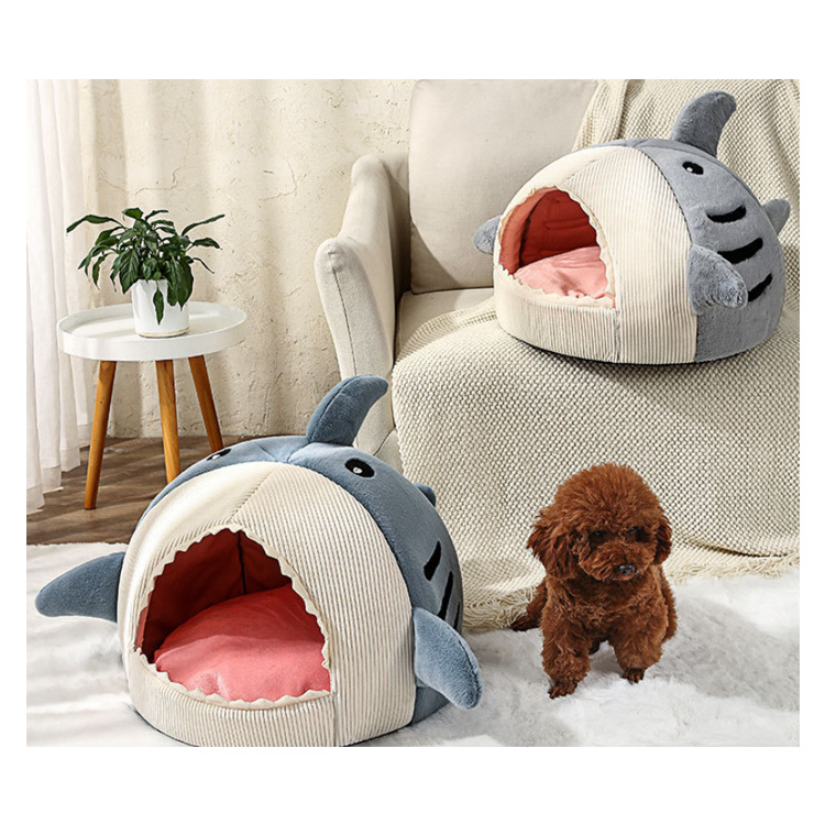 Wholesale Washable Dog Cat Bed Sweet Cat Bed Warm Pet Basket Shark Shape Bed For Cats