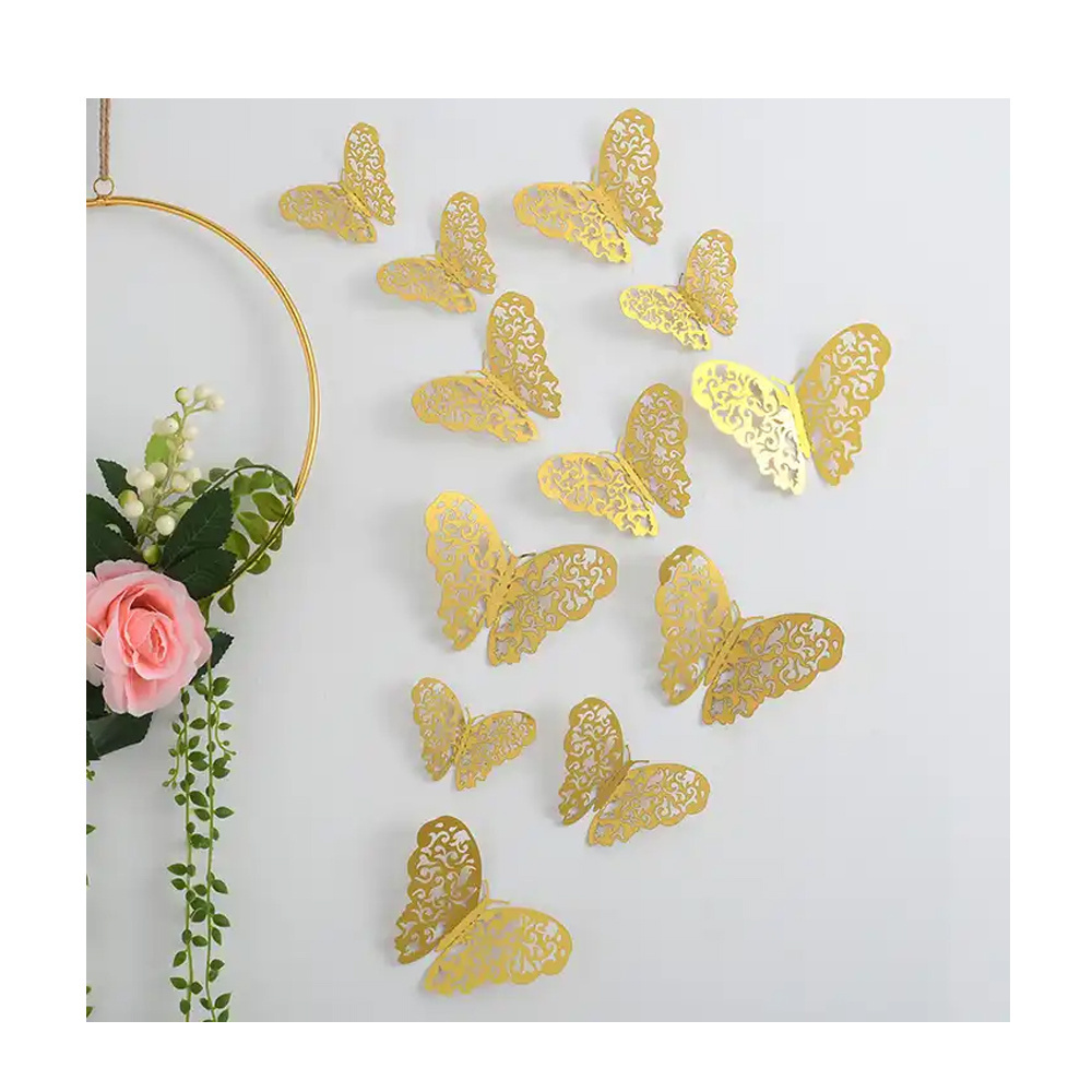 Butterfly Wall Decal 3D Hollow Paper Butterfly Wall Sticker Wedding Party Decoration Background Butterflies Decor