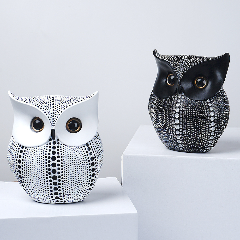 2024 Resin Craft Products black silver owl bird  resin crafts for Christmas decor and Ornament Supplies