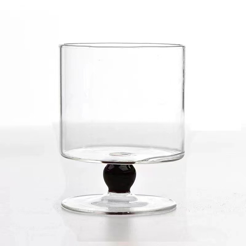 Handmade French Glass Ball Geometric Transparent Borosilicate Goblet Heat Resistant Home Juice Coffee Dessert Goblet