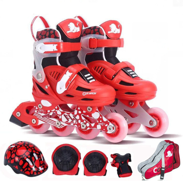 2020 New High Quality Roller Skates Children's Full Set Flash Adjustable Inline Skates Beginners Boy Girl Skates Size 27~38