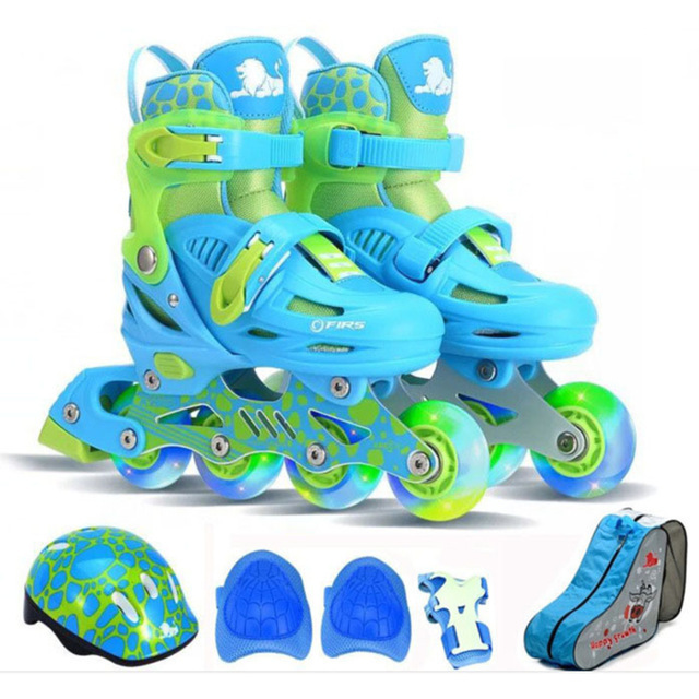 2020 New High Quality Roller Skates Children's Full Set Flash Adjustable Inline Skates Beginners Boy Girl Skates Size 27~38