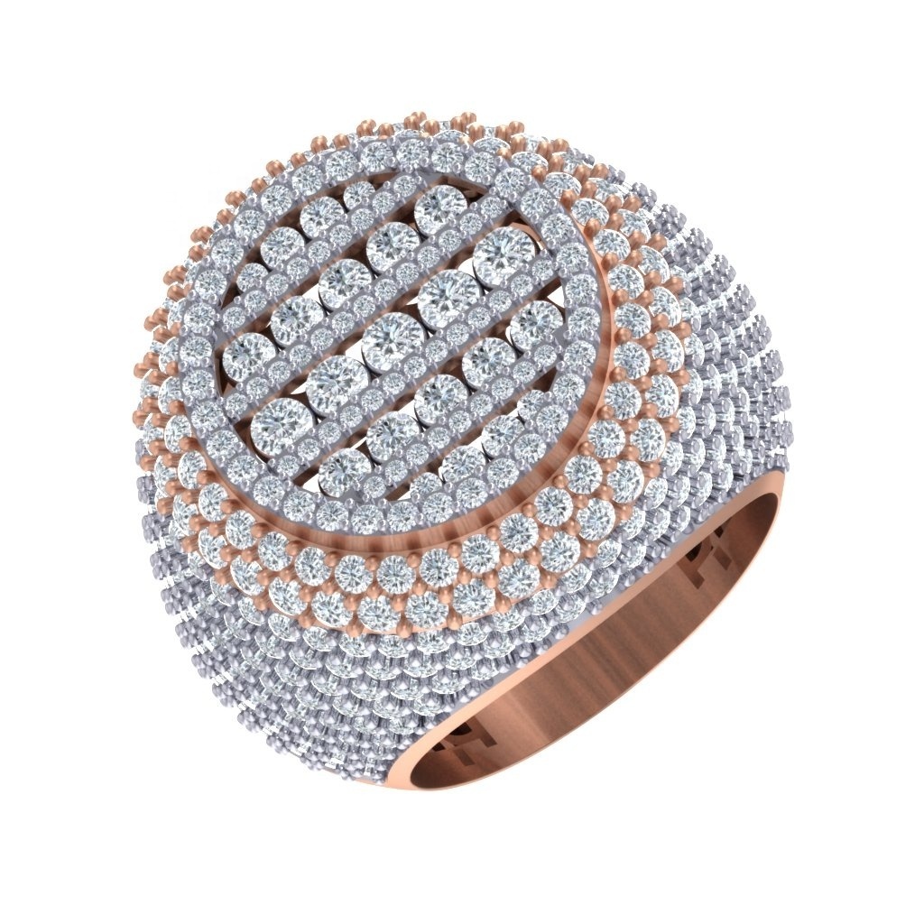 Statement Men's Real Diamond Ring 14KT Yellow Rose Gold Designer Hiphop Gents Ring Geometric IGI Cluster Rings