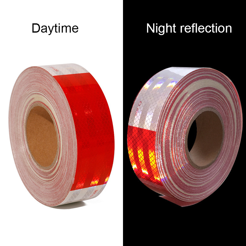 Waterproof Red White DOT C2  Adhesive Conspicuity Reflective Tape ECE 104R PET Material Reflective Tape For Truck Vehicles