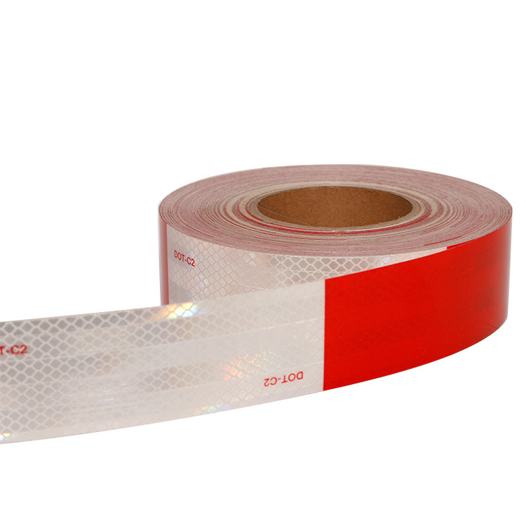 Waterproof Hi Vis Reflective Tape DOT C2 Red and White Adhesive Acrylic Conspicuity Tape for Trailer Outdoor Cars Trucks