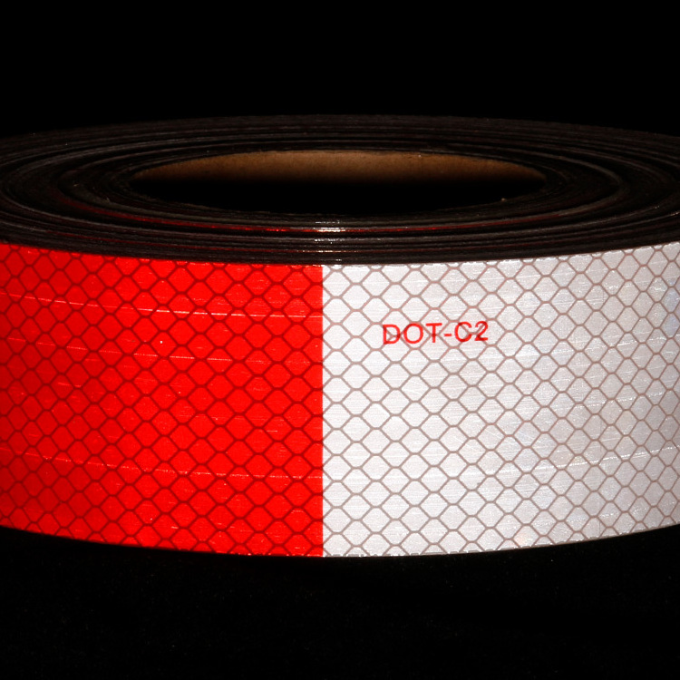 Waterproof Hi Vis Reflective Tape DOT C2 Red and White Adhesive Acrylic Conspicuity Tape for Trailer Outdoor Cars Trucks