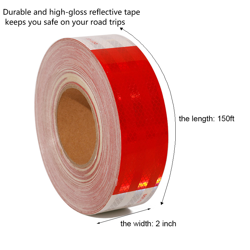 Waterproof Red White DOT C2  Adhesive Conspicuity Reflective Tape ECE 104R PET Material Reflective Tape For Truck Vehicles