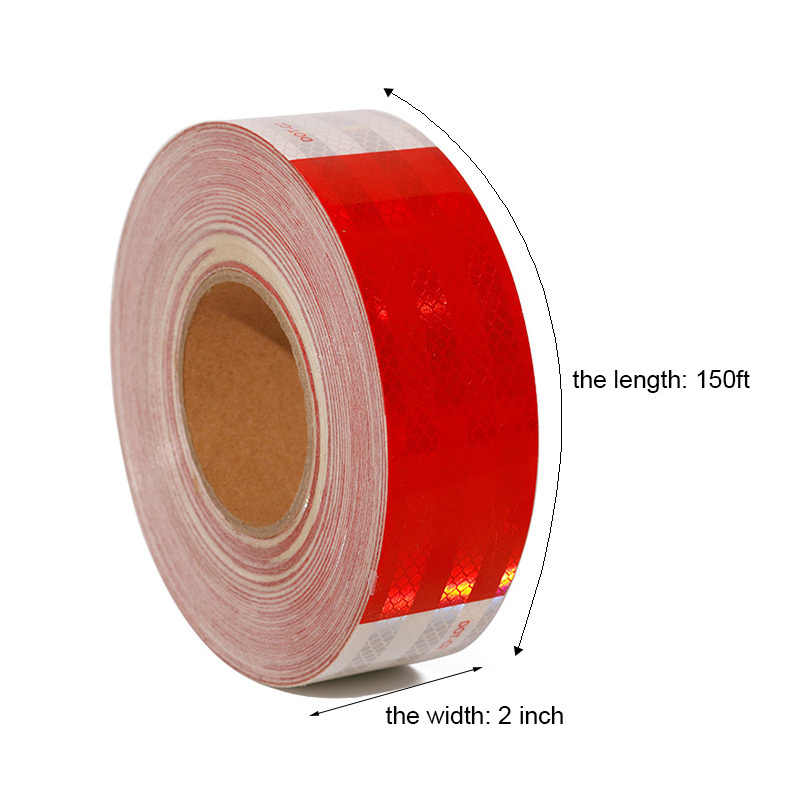 Waterproof Hi Vis Reflective Tape DOT C2 Red and White Adhesive Acrylic Conspicuity Tape for Trailer Outdoor Cars Trucks