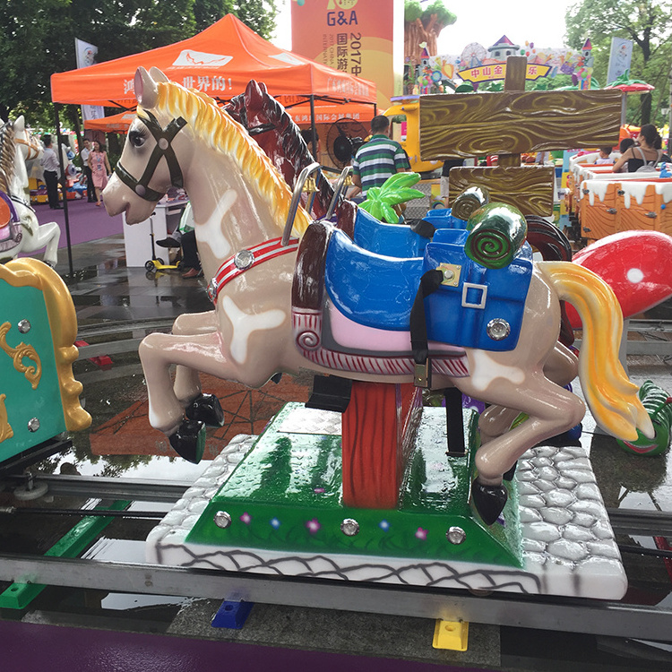 running horse, flying horse amusement park electric mini track horse train rides for sale