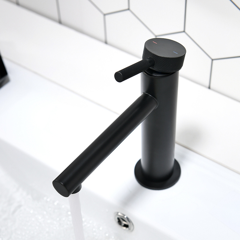 Modern Commercial Single Handle Basin Tap with Ceramic Valve Core Brass Lavatory Black Faucet Bathroom Faucets