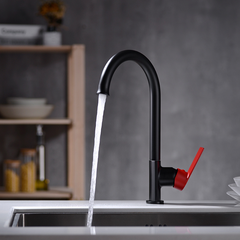 Modern Matte Black with Single Handle and Single Hole Installation for Sink Tap  Kitchen Faucet