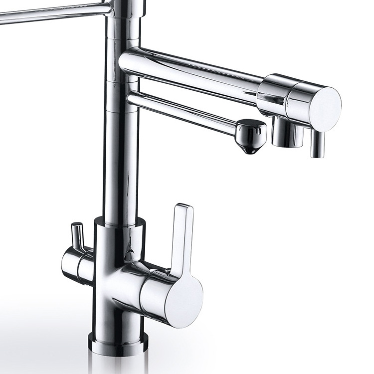 Guangdong brass washing taps good quality 3 way spring kitchen water tap pull down kitchen faucets