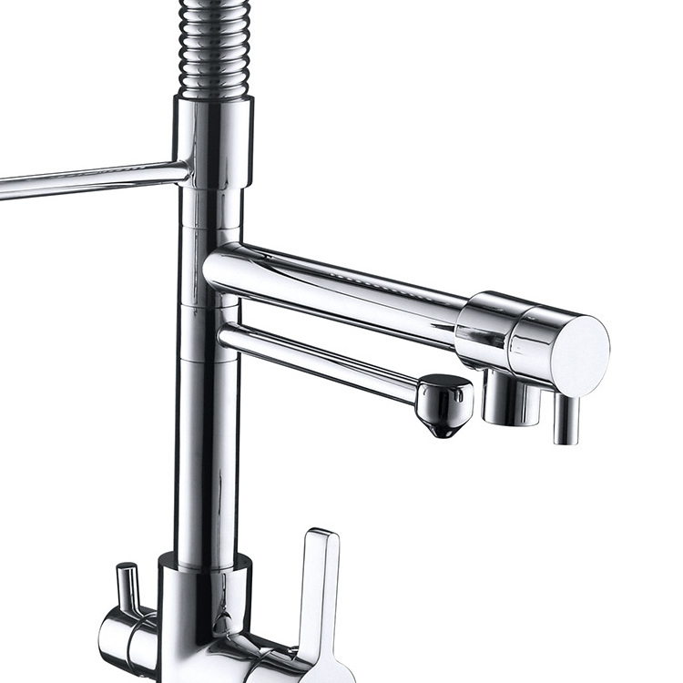 Guangdong brass washing taps good quality 3 way spring kitchen water tap pull down kitchen faucets