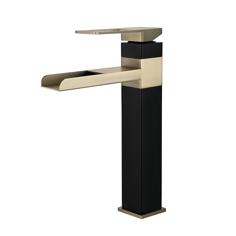 Lusa factory square shower mixer black and Gold stainless steel 304 tap for sink bathroom basin faucet