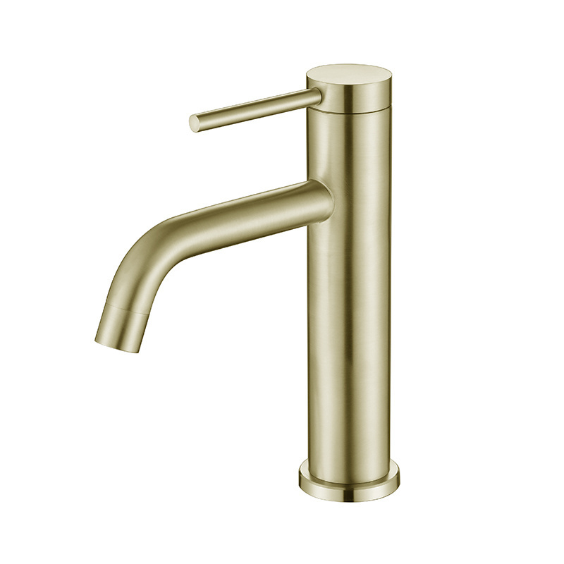 LUSA Brushed Gold Single Hole Taps Hot Cold 304 Stainless Steel Washbasin Bathroom Basin Faucet