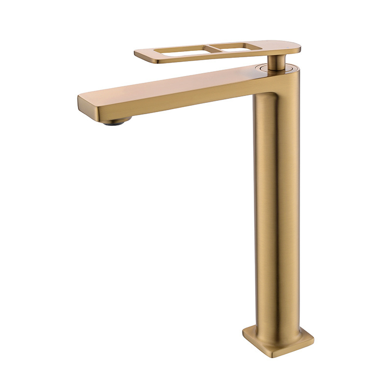 Lusa Modern Brushed Gold Single Handle Mixer Faucet Basin Tap Single Hole Mount Bathroom Brass Basin Faucet