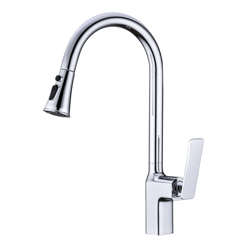 Lusa New Product Single Hole Brass Pull Down Sprayer Kitchen Sink Faucet