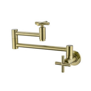 Lusa Wall Mount Pot Filler Faucet Nickel Brushed Brass Folding Kitchen Sink Faucet Cold Water Faucet