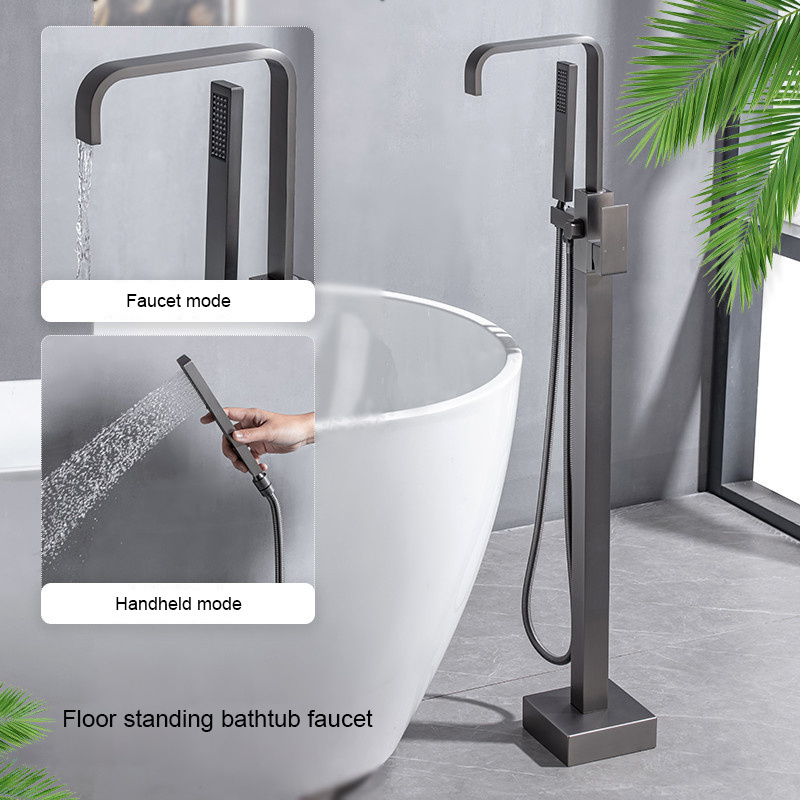 Lusa Light luxury floor bath faucet brass hot and cold control brass shower faucet floor mounted bathtub faucet