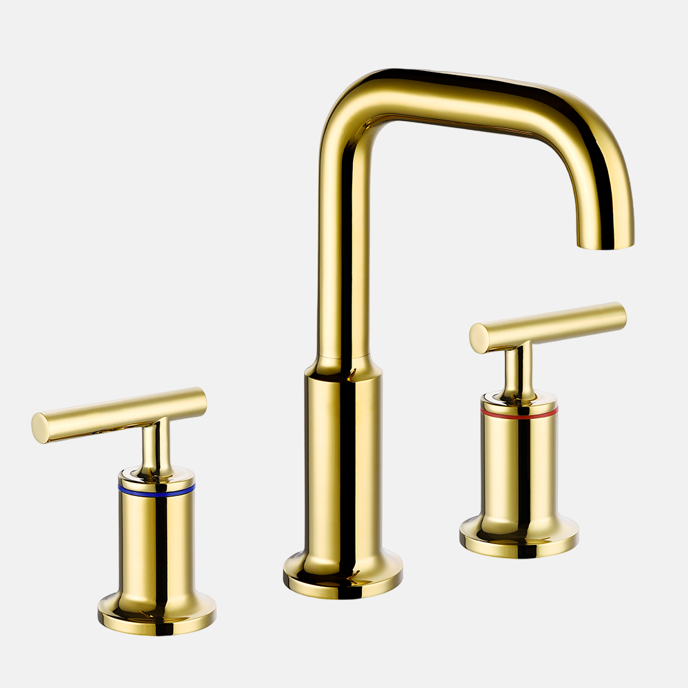 Lusa Modern New Design Crystal Handle Split Brass Three-Hole Double Handle Bathroom Mixer with Ceramic Valve Core Basin Faucet