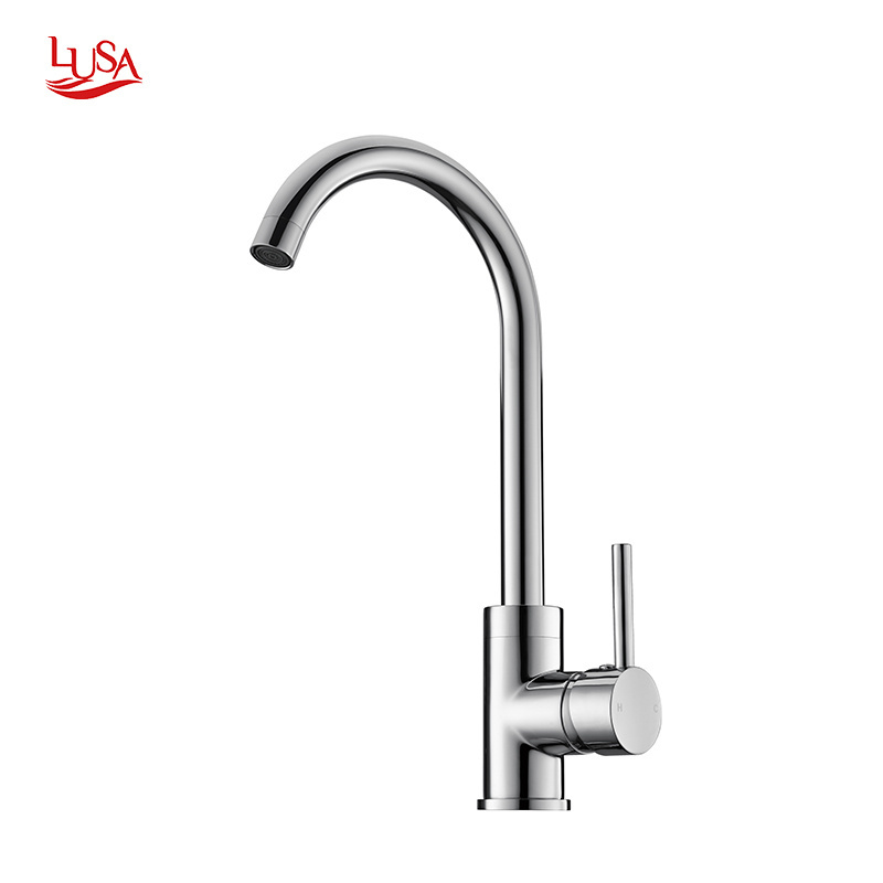 Lusa Classic Swivel Spout Sink Faucet Curved Tube Water Tap Deck Mounted Tap Kitchen Faucet