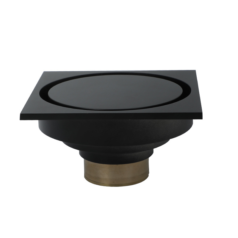 Modern 3-Inch Black Antique Floor Drain with Brass Cover Drain Strainers for for Hotel Applications Bathroom Shower floor