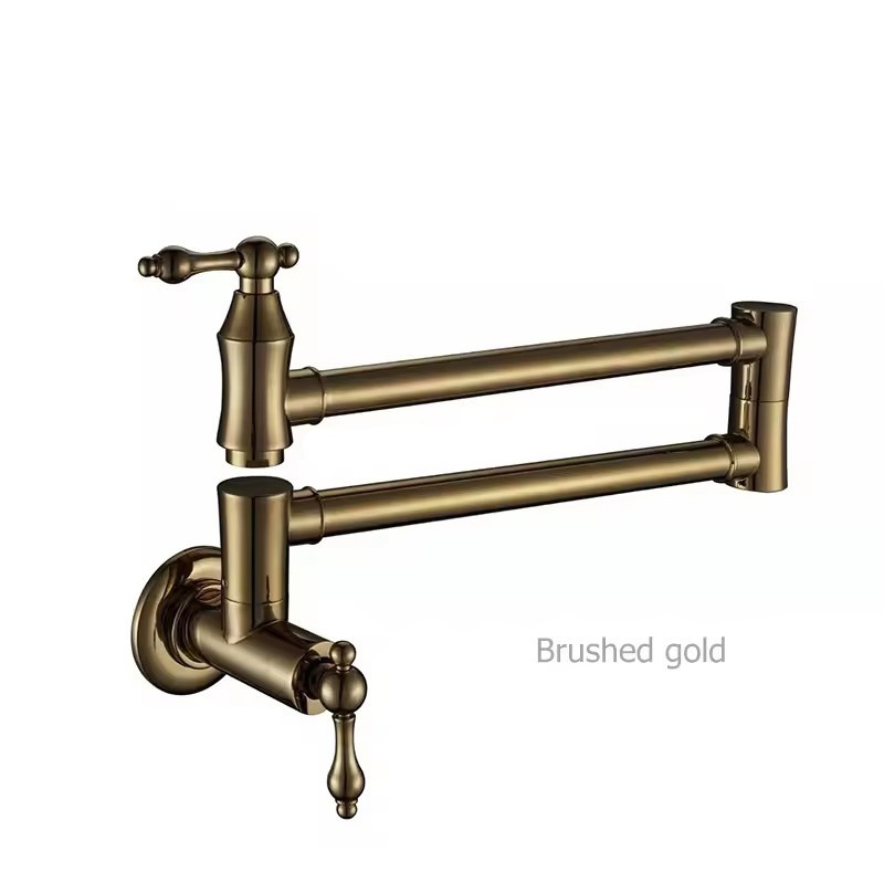 Lusa American Style Brass Fold Single Cold Water Tap Kitchen Wall Mount Pot Filler Faucet Tap