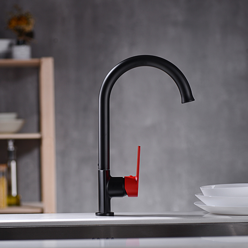 Modern Matte Black with Single Handle and Single Hole Installation for Sink Tap  Kitchen Faucet