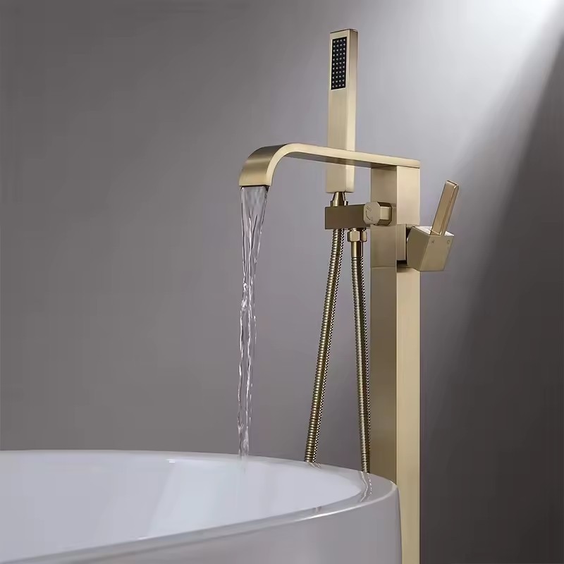 Lusa Floorstanding Floor Mounted with hand shower Floor Stand Faucets Shower Bathtub Tap Faucet