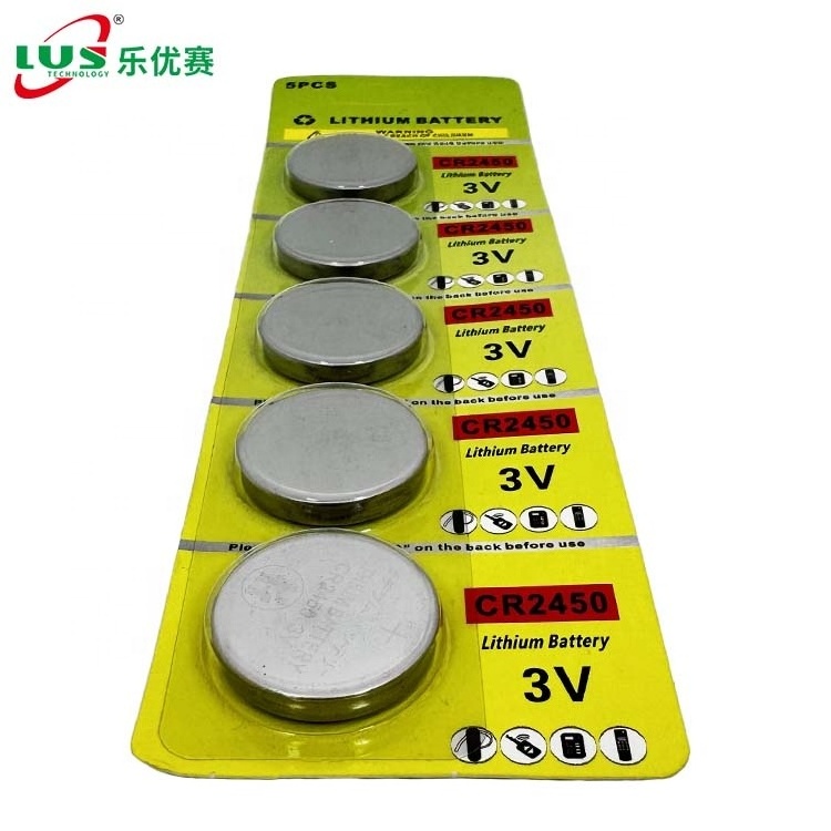 CR2450 Button Cell Battery 5 counts per blistcard Lithium Cells 3V CR2450 600mah LITHIUM BATTERY CR2450