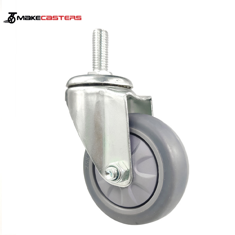 Jianli TPR Caster Wheel Swivel Fixed Caster Medium Duty Casters 3 4 5 Inch 75mm 100mm 125mm Grey Trolley Wheel for Furniture