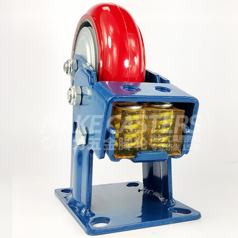 Heavy Duty Casters 6 Inch Plate High Quality Agv Caster Wheel With Brakes Industrial Shock Absorbing red Pu retractable caster