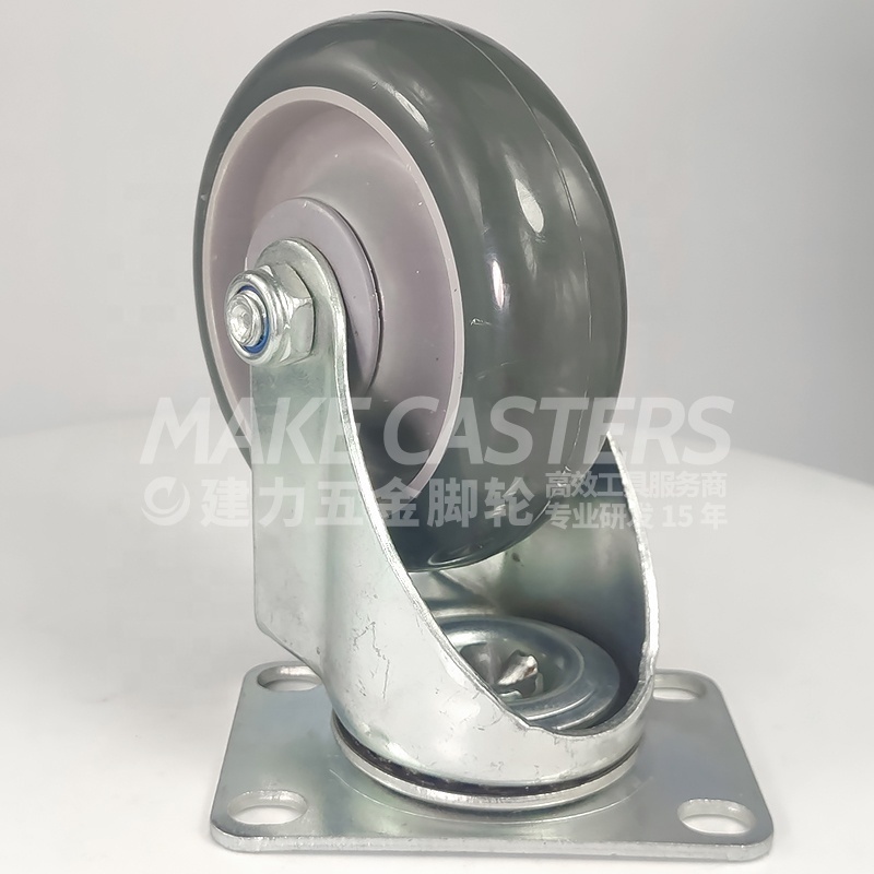 Furniture Wheels Caster Wheel 3 inch 4 inch 5 inch PU Swivel Workbench Industrial Cabinet Wheels Steel Caster Cart Fixed Brake