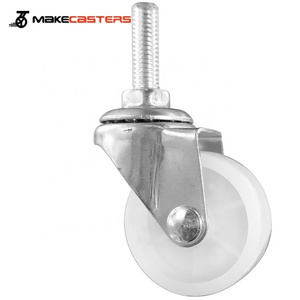 Light Trolley Cart Dolly Furniture Caster Wheels Swivel White PP 1'' 1.25'' 1.5'' 2'' 2.5'' 3'' inch Small Cabinet Wheels