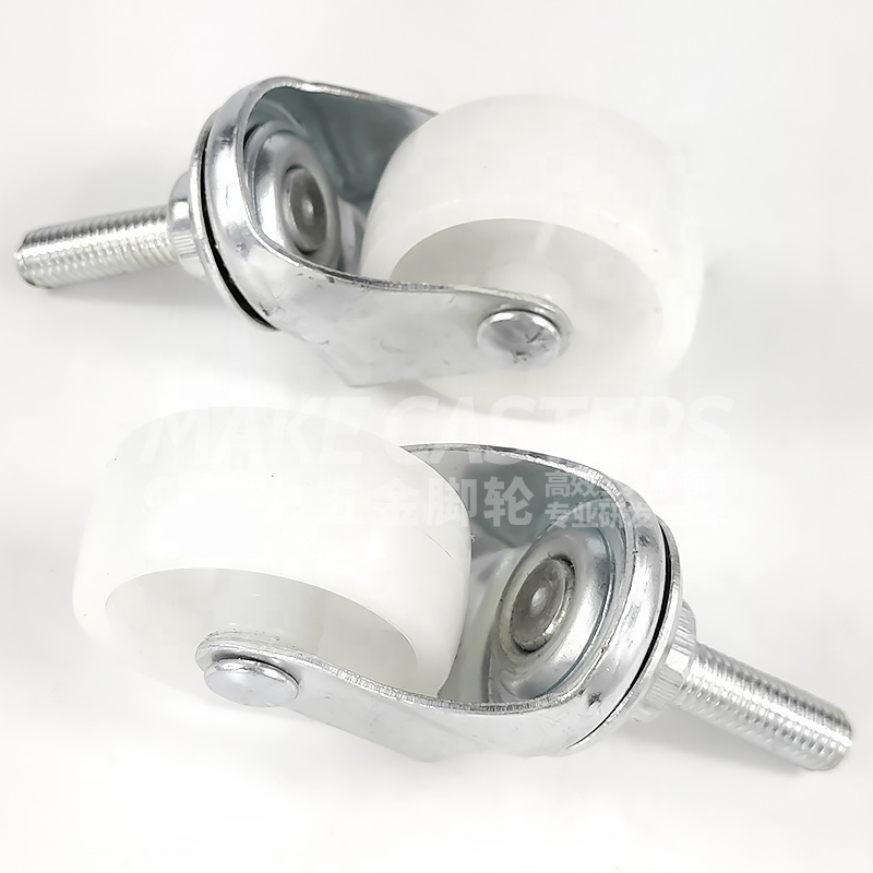 Light Trolley Cart Dolly Furniture Caster Wheels Swivel White PP 1'' 1.25'' 1.5'' 2'' 2.5'' 3'' inch Small Cabinet Wheels