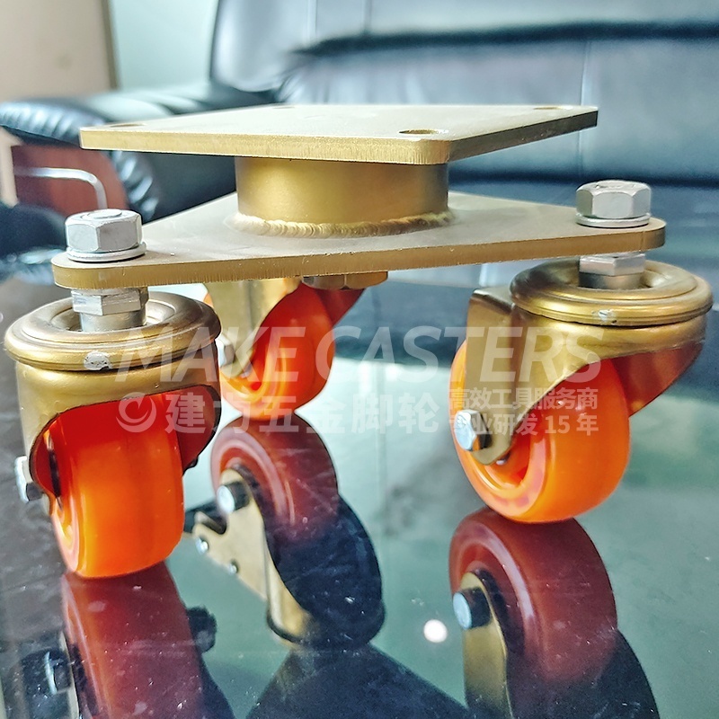 Heavy Duty Caster Wheels Swivel Locking Industrial 3 4 5 inch Three Casters Wheels PU Orange Shipping Container Wheel Casters