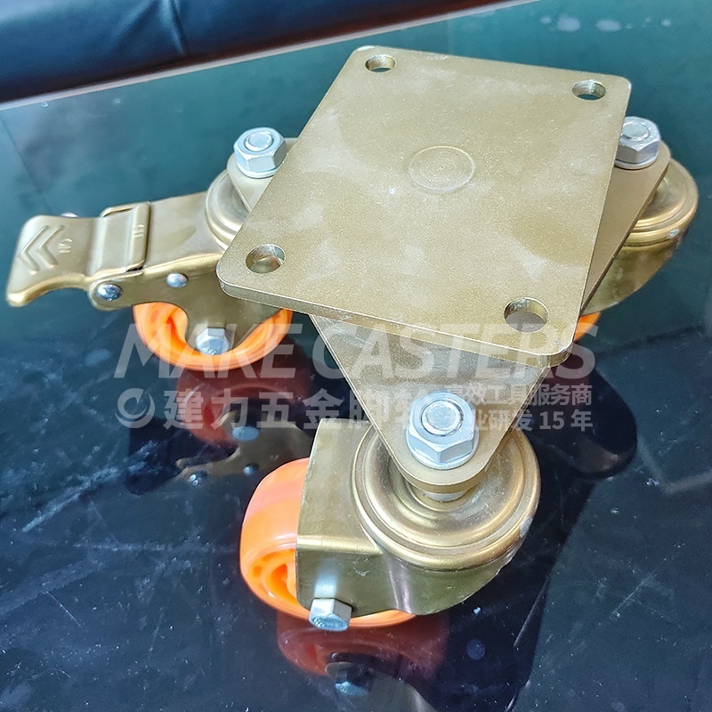 Heavy Duty Caster Wheels Swivel Locking Industrial 3 4 5 inch Three Casters Wheels PU Orange Shipping Container Wheel Casters