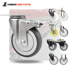 2.5" 3" 4" 5" inch Medium Duty Stainless Steel Caster Wheels SUS304 316 Anti-Rust PU PA TPR PP Industrial Trolley Casters