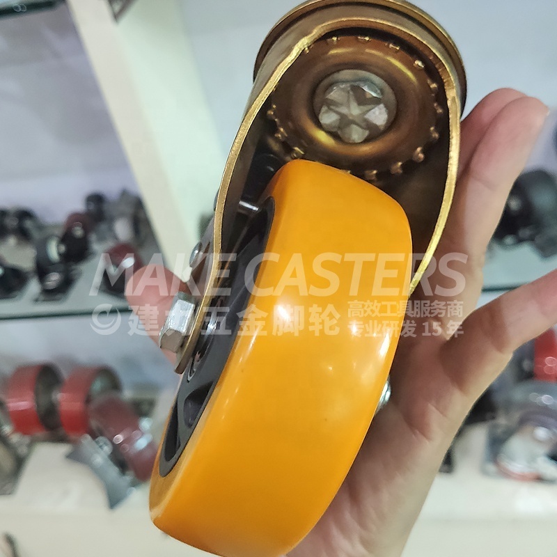 Golden Bracket Medium Duty Nylon Caster Wheel Plated Casters PP Polypropylene Swivel Top Plate Caster 3 4 5 Inch 75*32mm