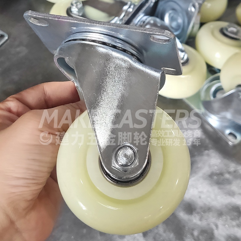 Yellow Chair Caster Wheel Zinc Plated Casters PP Polypropylene 360 Degree top Plate Caster 3 4 5 Inch 75*32mm for Furniture