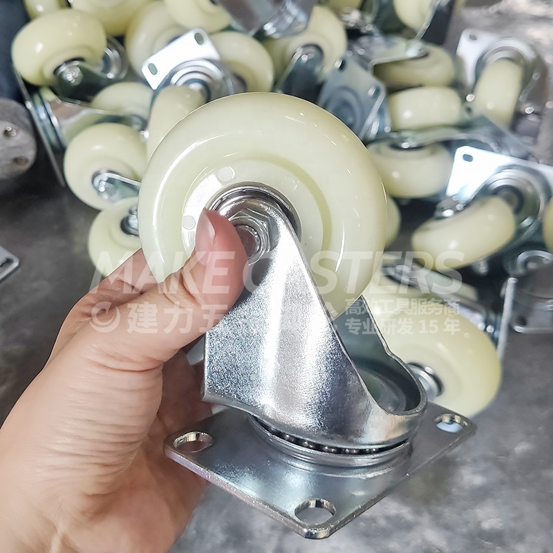 Yellow Chair Caster Wheel Zinc Plated Casters PP Polypropylene 360 Degree top Plate Caster 3 4 5 Inch 75*32mm for Furniture