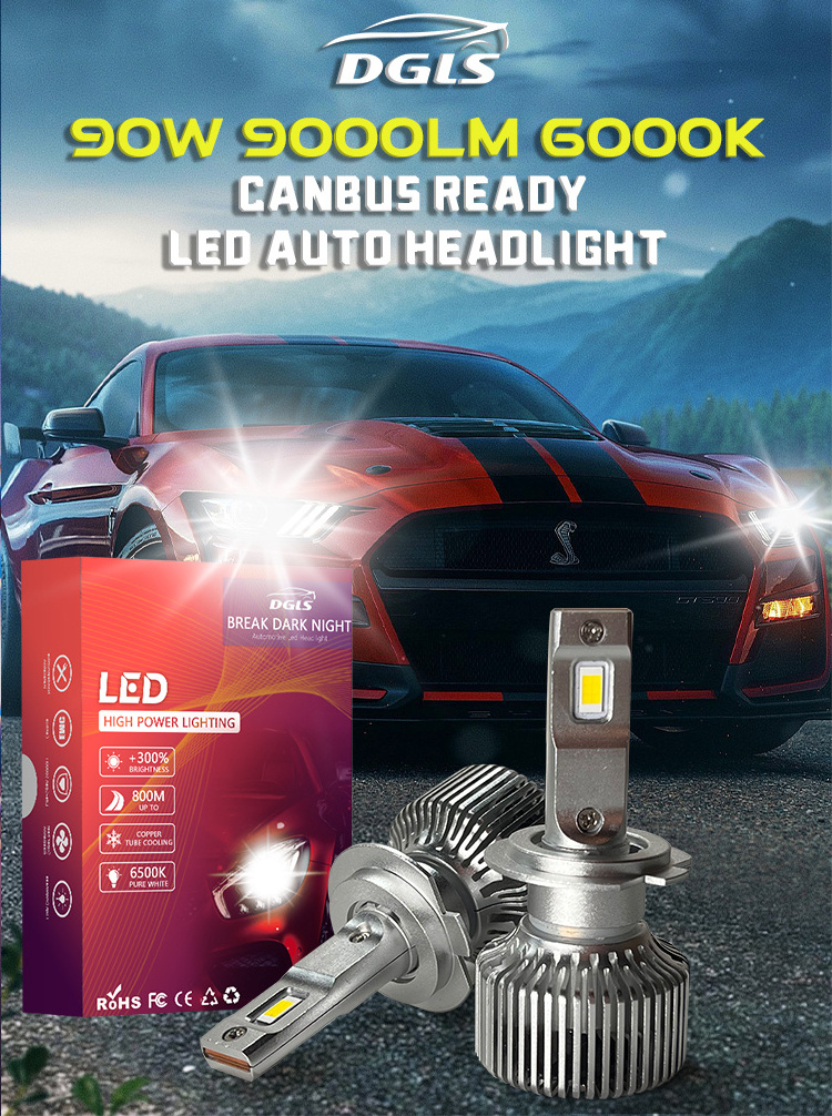 DGLS A7 high power 200 watts led headlight bulbs 12000 lumen led headlight h1 h4 h7 h11 led v8 headlight bulb 9005 9006