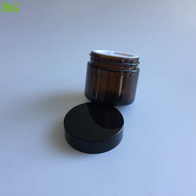 Low price 60ml 2oz Clear Amber Cobalt blue Customized Glass Cream Cosmetic Jars 5g 10g 15g 20g 30g 50g 60g in Large Stock