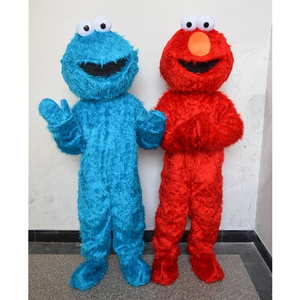 Plush Cookie Monster Elmo Mascot Cartoon Cosplay Costume Red Blue Yellow Big Bird For Adult