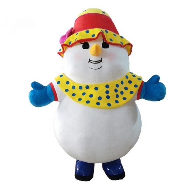 Inflatable Snowman Mascot Costume Christmas Costume Funny Blow Up Snowman Costumes for Cosplay Party