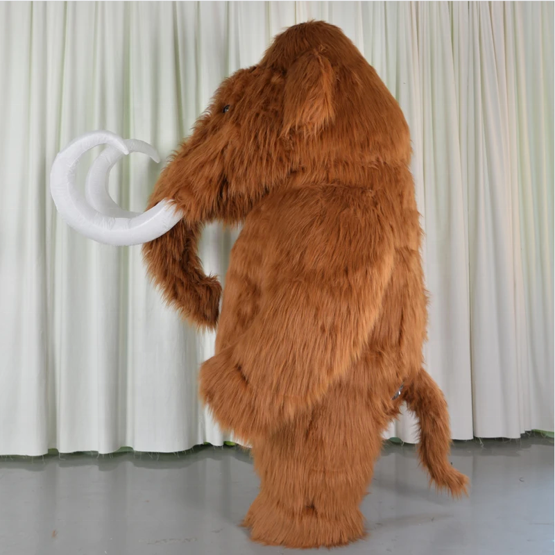 Furry Mammoth Inflatable Suit Halloween Party Game Elephant Fur Suit Costumes Mascot Plush Blew Up Mascotte Costume For Adult