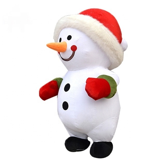 Inflatable Snowman Mascot Costume Christmas Costume Funny Blow Up Snowman Costumes for Cosplay Party