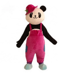 Custom Plush Panda Red Hat Mascot Costume Cartoon Character Cosplay Costume